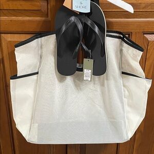 Cute Shade n Shore Bundle w Lg mesh bag & flip flops to match Sz. 7/8 New w tags